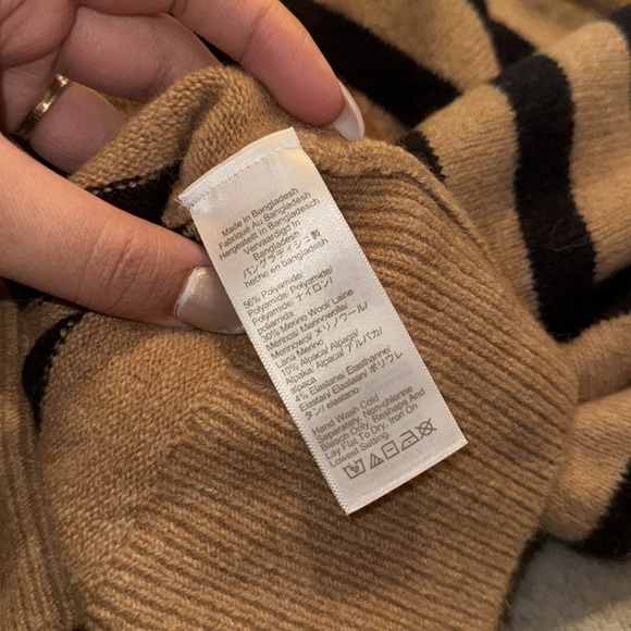 J. Crew Tan and Black Striped Turtleneck Sweater - Picture 2 of 4